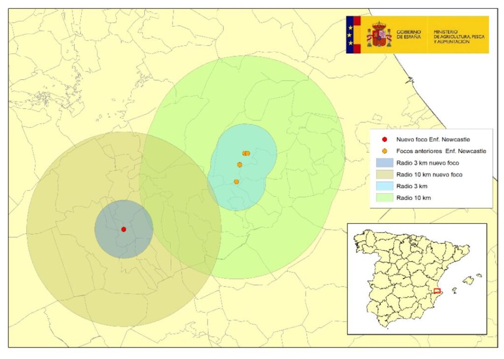 Location of the Newcastle disease outbreak in poultry in El Palomar, Valencia. Source: MAPA. Update dated 20 January 2026